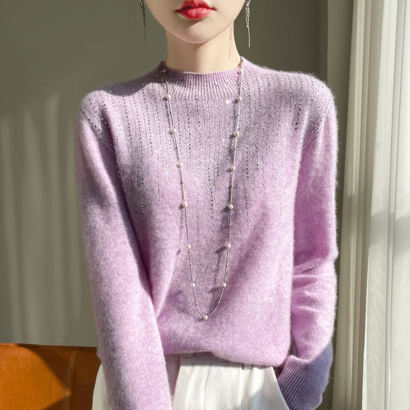 Осень-зима женский свитер водолазка с воротником-стойкой длинным рукавом и