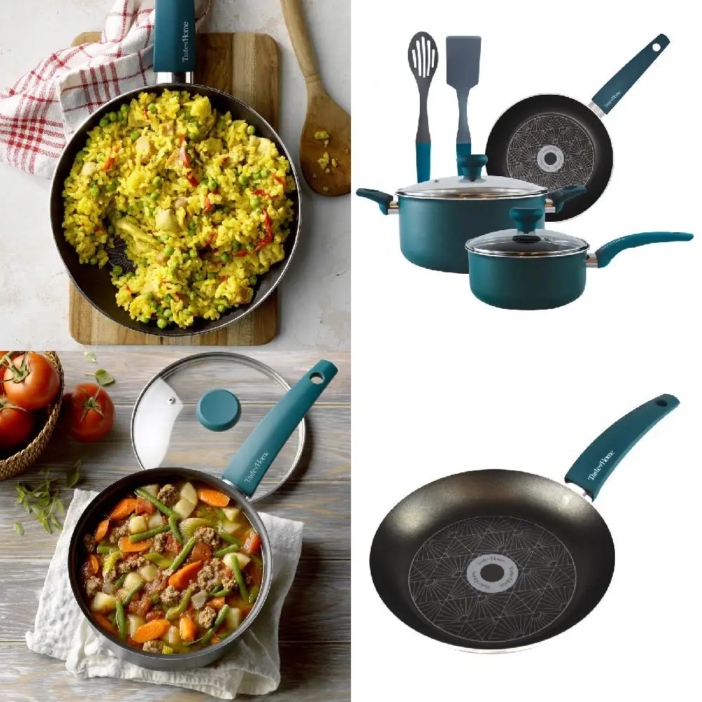 

. Elegant 10-Piece Sea Green Non-Stick and Durable Cookware Set For Your Kitchen Needs - Perfectly Designed to Provide Years of