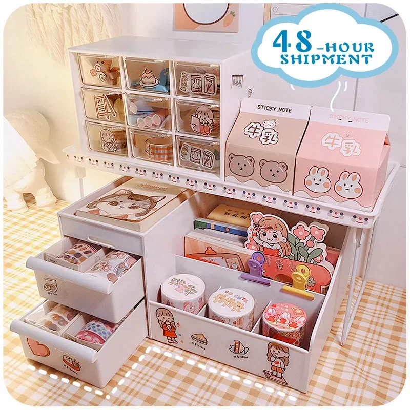 

NEW W&G 3pcs/Set Organizer Kawaii Deskpot Organizer Makeup Storage Box Container Drawer Cabinet Rack Home Decor 2022 Desk St