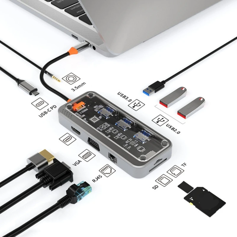 

Portable USB 3.0 USB Splitter Connector 10 Expander USB Interface 10-port Hub