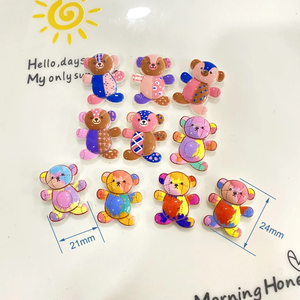 20 шт./лот 21x24 мм полимерный Красочный мини-кулон в виде медведя для изготовления
