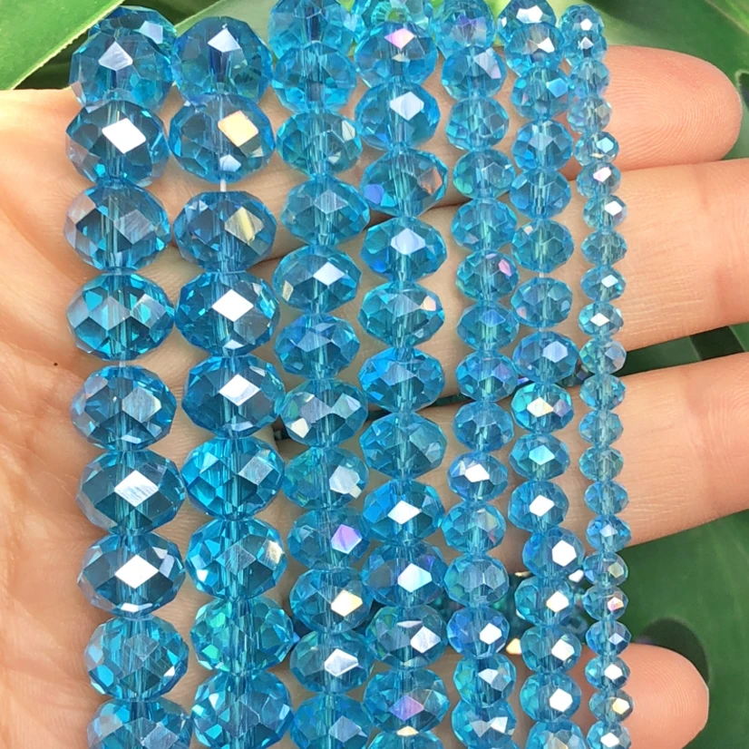 

Upscale Blue Multicolor Austrian Crystal Glass Faceted Rondelle Loose Spacer Beads For Jewelry Making Diy Bracelet 4/6/8/10MM