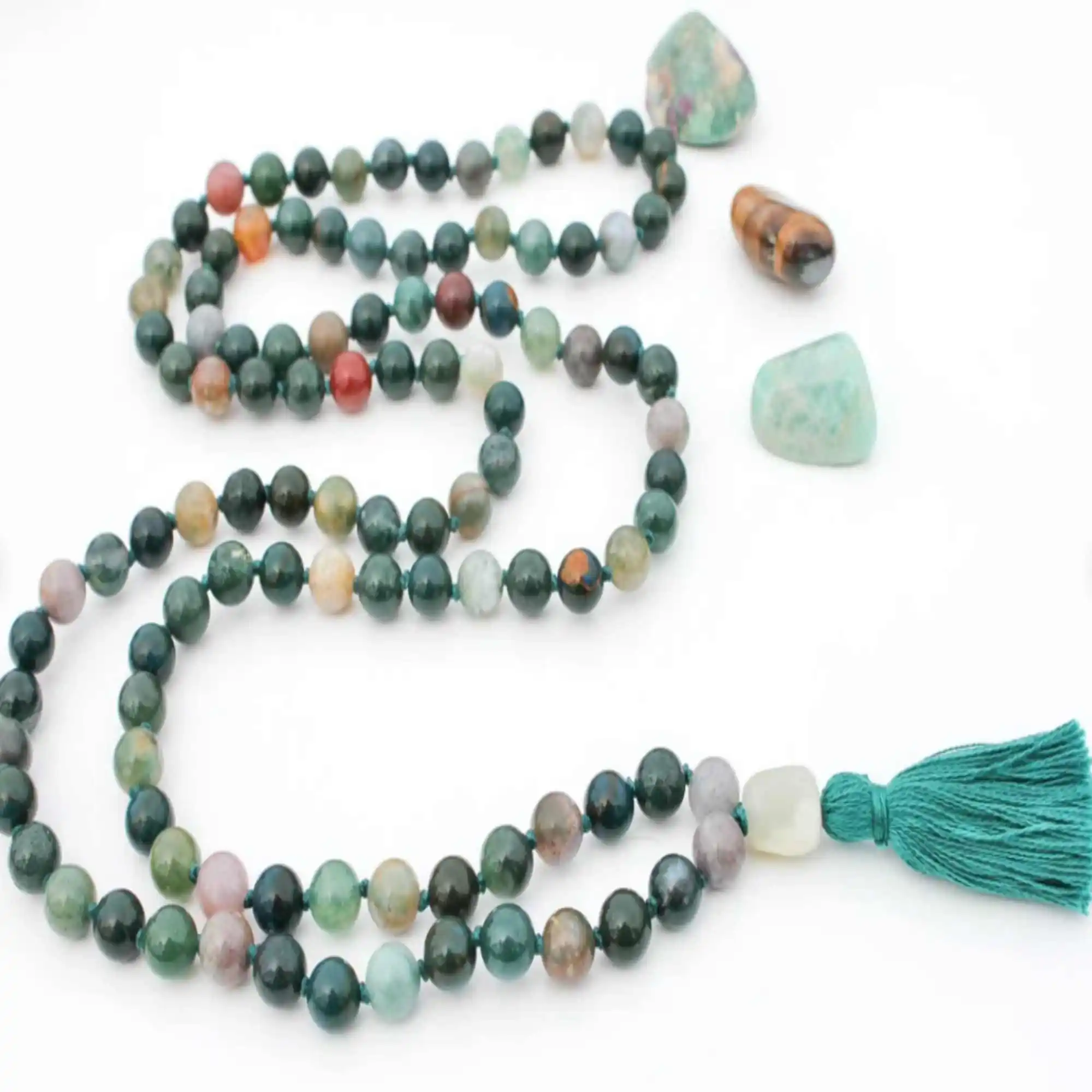 6 мм натуральные Зеленые Круглые индийские Агатовые Бусины 108 узлов браслет