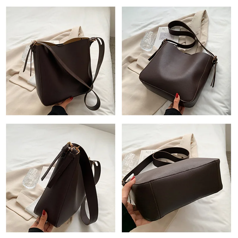 Fashion Luggage &Bags Women's Handbags Crossbody  NEW Retro Capacity Commuter Bucket Leisure PU Waterproof Black Ladies Bolsos