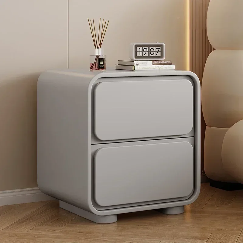 Кремовый прикроватный шкаф Минималистичная спальня фотошкафчик очень простой