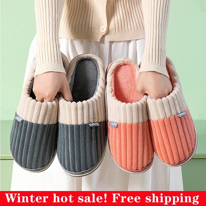 

Нескользящие зимние теплые домашние тапочки унисекс с рисунком для пар, спальни, мужчин и женщин, хлопковые домашние тапочки