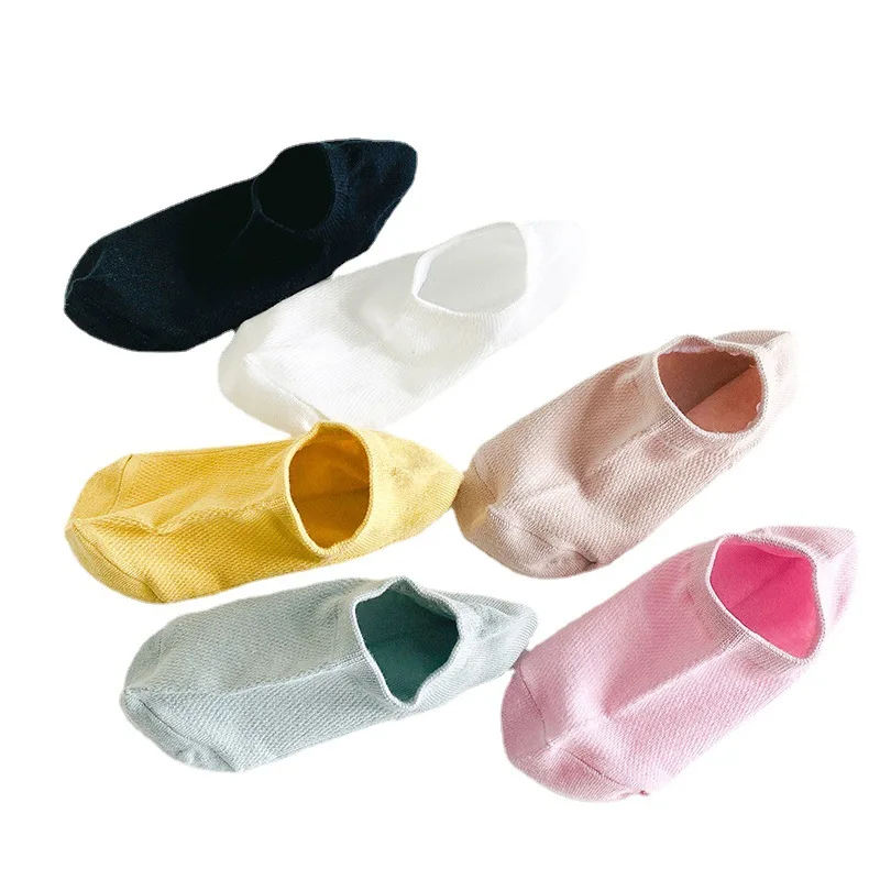 

Summer Ladies Socks Simple Solid Color Cotton Ultra-Thin Silicone Non-Slip Boat Socks Mesh Breathable Soft women's Short Socks