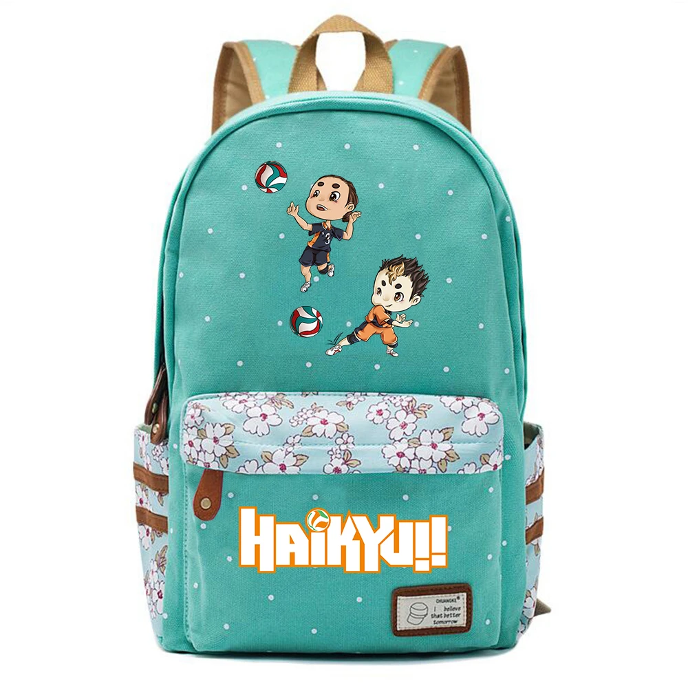 

Anime Haikyuu!! Zip Print Backpack Student Cartoon Schoolbag Teenger Canvas Packsack Casual Knapsack Unisex Travel Laptop Bag