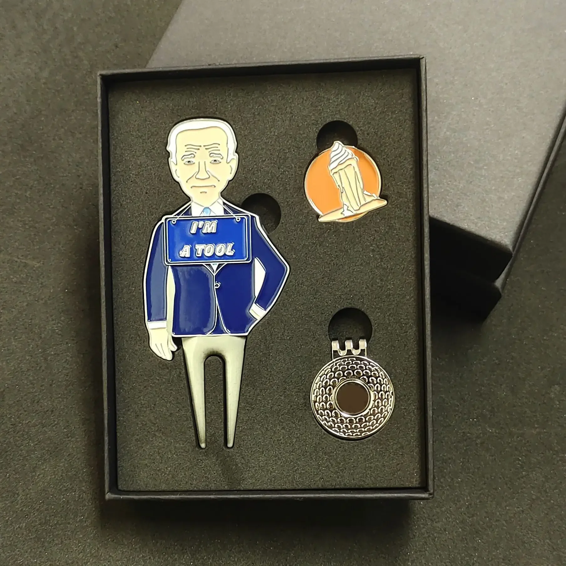 

Товары для гольфа, креативный персонаж, аниме, металлическая вилка, ремонт, вилка, зажим, шарик, логотип, маркер, Подарочная коробка, набор