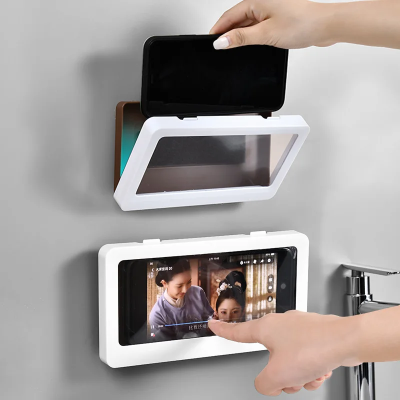 

Bathroom Waterproof Mobile Phone Box Lazy Bracket Free Punch Toilet Toilet Stick Wall Wall Hanging with Rotatable Phone Stand