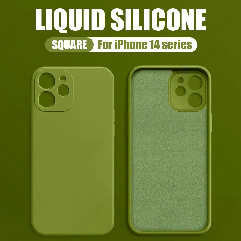 

Original Square Liquid Silicone Case For iPhone 14 13 11 12 Pro Max X XS Max XR 14 7 8 Plus SE 2020 Shockpoof purple Cover funda
