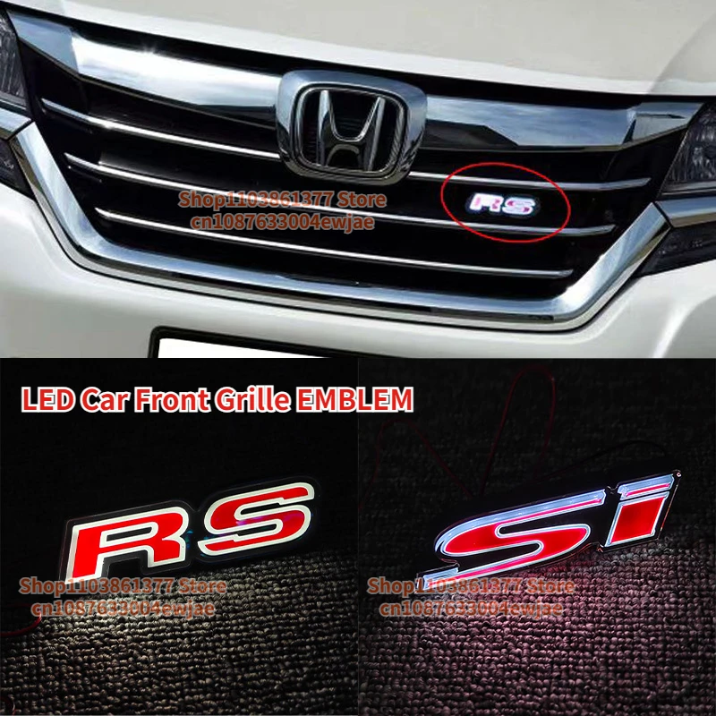 Светодиодная эмблема передней решетки автомобиля логотип RS Si для Honda CIVIC Accord Odyssey