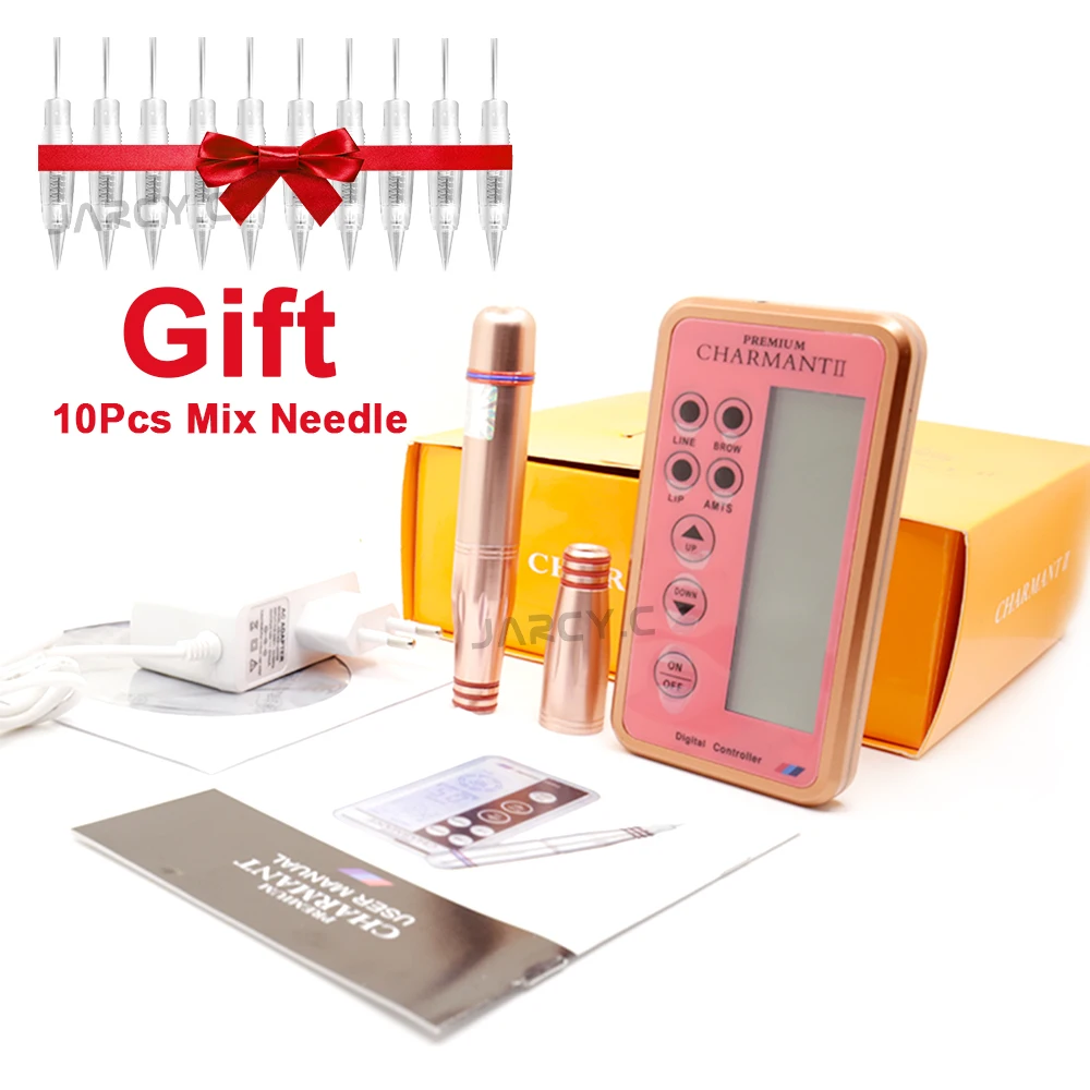 

Digital Charmant II Microblading Permanent Makeup Pen Kit MTS Micropigmentation Tattoo Machine Set with 10pcs Cartridge Needles