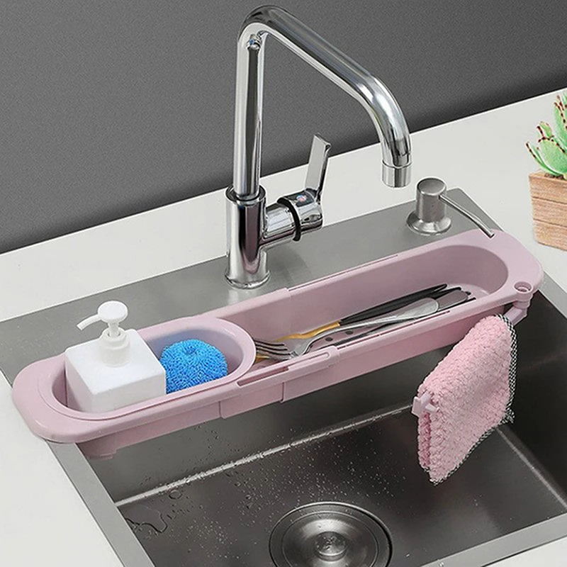 

Telescopic Sink Rack Soap Sponge Holder Kitchen Sinks Organizer Adjustable Sinks Drainer Rack Storage Basket Kitchen Accessories