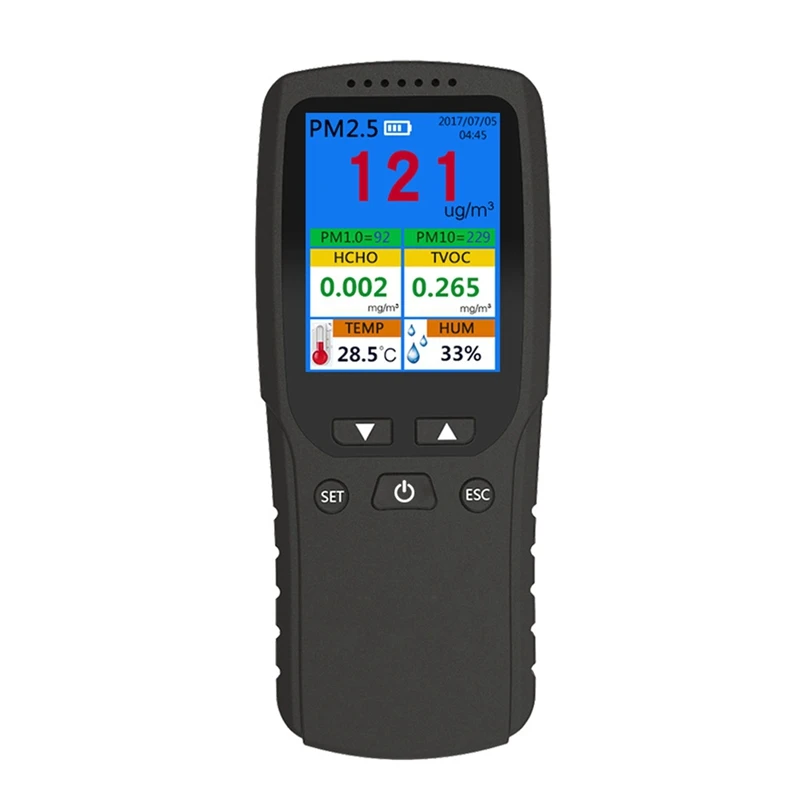 

Внутренний датчик качества воздуха, детектор формальдегида, измеритель температуры и влажности, тестер, датчик обнаружения PM2.5 / PM10 / PM1.0