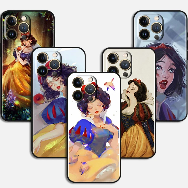 

Anime Snow White Case For Apple iPhone 14 13 12 11 Pro Max Mini XS Max X XR 7 8 Plus SE2020 TPU Black Phone Cover Capa Coque