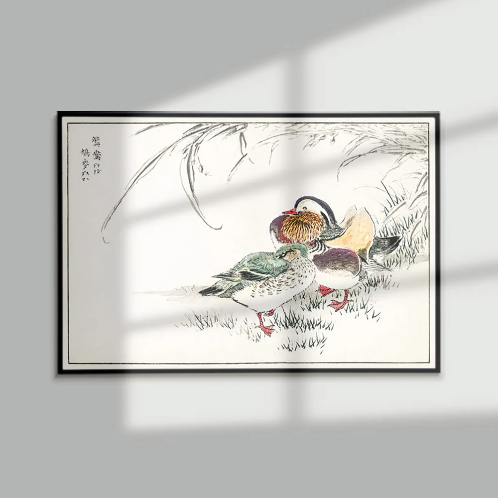 

Numata Kashu Bird Pictorial Monograph Print Art Poster Mandarin Duck Pearl Barley Animal Canvas Painting Wall Picture Home Decor