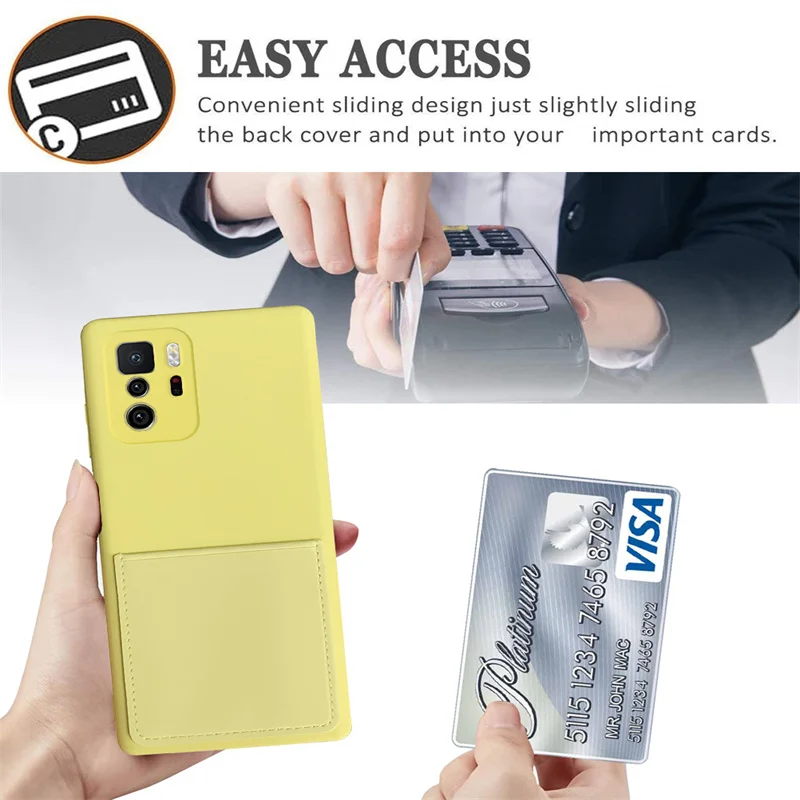 

Liquid Silicone Card Pocket Case for Xiaomi Redmi Note11 11Pro 87 9pro 8A 10 Shockproof Back Soft Cover For Poco X3Pro M3 M4 F3
