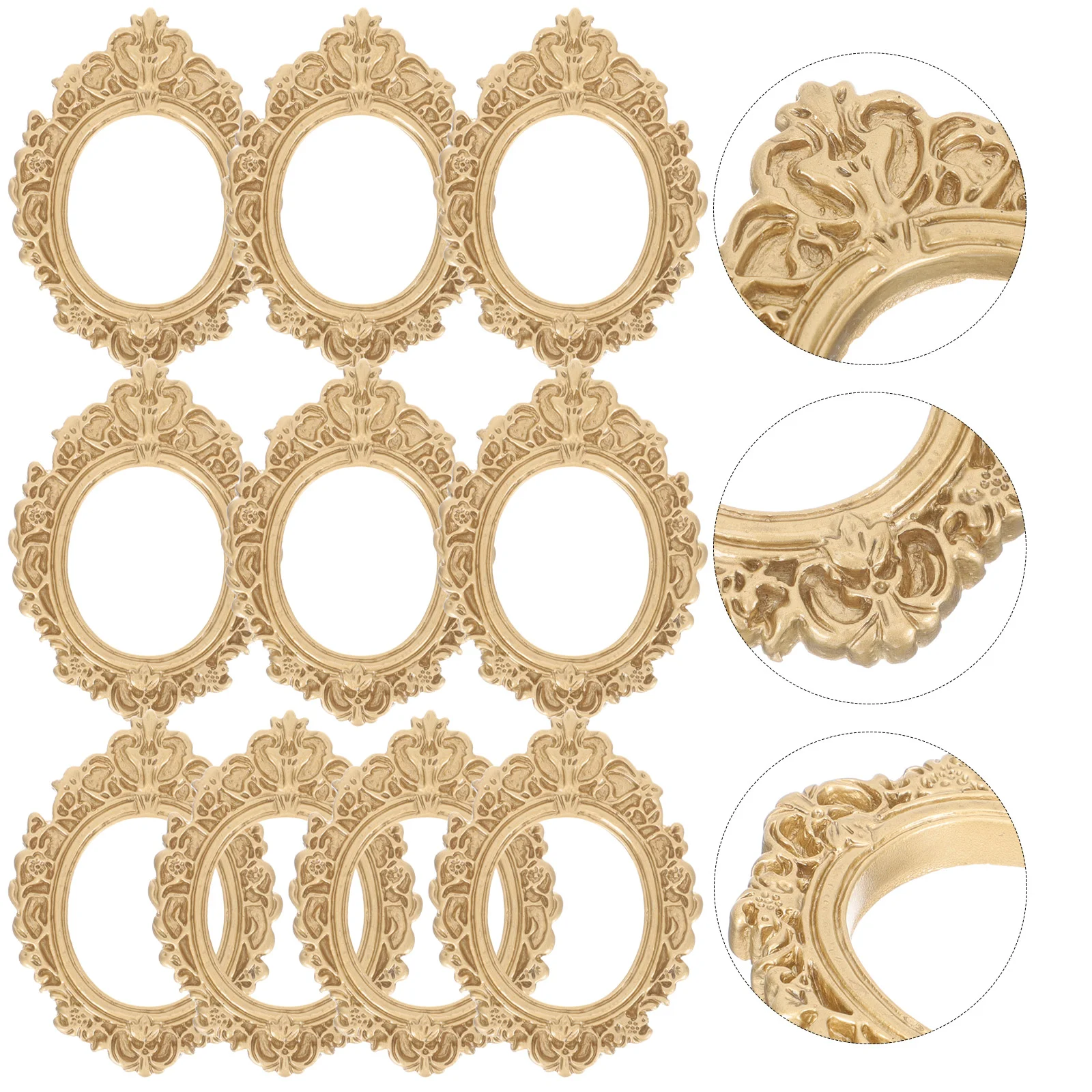 

10 Pcs Picture Frame DIY Mini Photo Resin Gold Frames Background Props Home Decor Crafts Making Materials