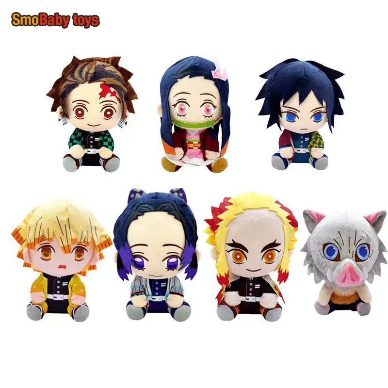 

20CM Demon Slayer Sitting Peluches Kimetsu No Yaiba Douma Tomioka Giyu Hashibira Inosuke Plush Toys Doll Peluche Kids Gift