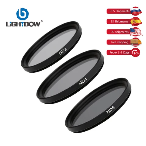Комплект фильтров для объектива Lightdow 3 в 1 ND2 ND4 ND8 49 мм 52 мм 55 мм 58 мм 62 мм 77 мм 82 мм RU США ES