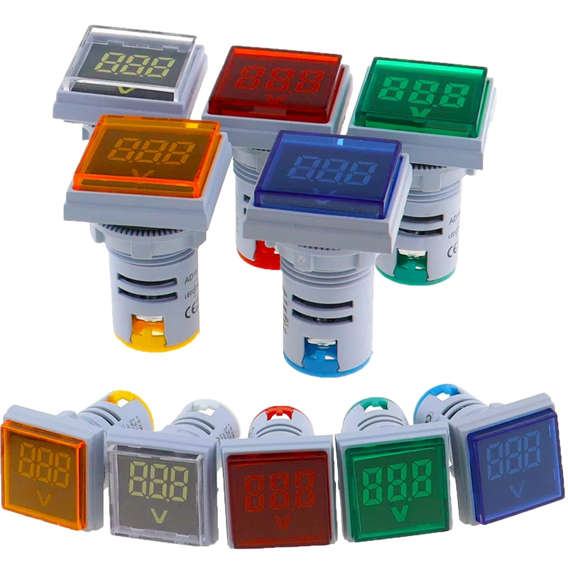 

22MM AC 60-500V LED Voltmeter voltage meter indicator pilot light Red Yellow Green white Blue