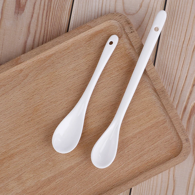 

White Porcelain Spoons Mini Kitchen Bone Ceramic Tea Coffee Sugar Dessert Spoons