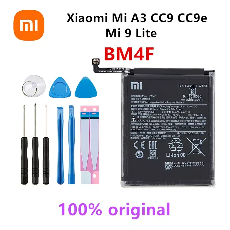 

100% Orginal BM4F 4030mAh Battery For Xiaomi Mi A3 CC9 CC9e Mi 9 Lite High Quality Phone Replacement Batteries +Tools