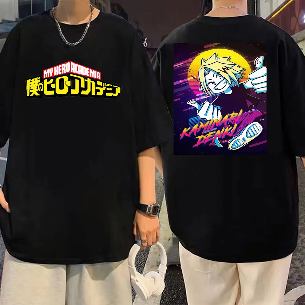 

Anime My Hero Academia T Shirts Manga Kaminari Denki Harajuku Tee Shirt Men Women Vintage Casual Oversized T Shirt Streetwear