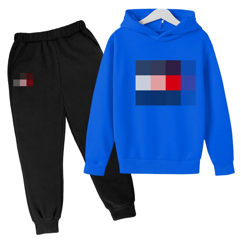 

2021 Boys Printed Harajuku Suit Girls Warm Hoodie Spring And Autumn Sweatshirt And Pants Fashion Two-piece Sports Top + Pants