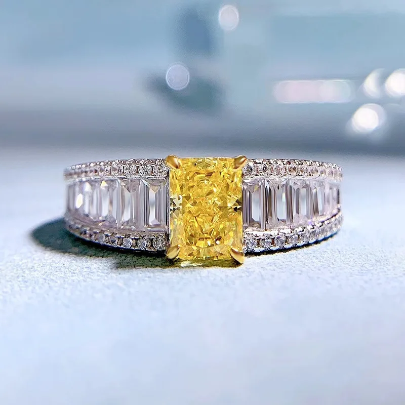 

Jewelry 2023 New 925 Silver High Carbon Diamond Zuhuang Diamond 5 * 7mm Radian Cut European and American Popular Ring