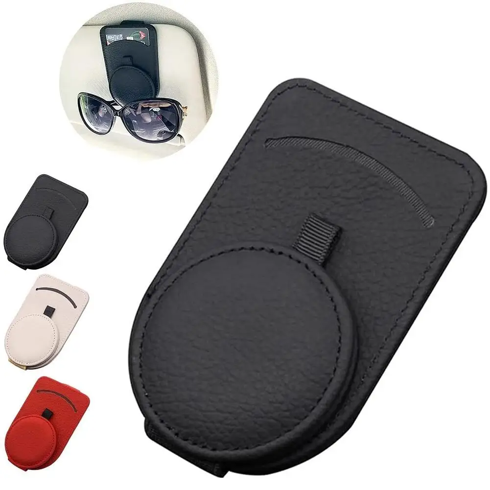 

Car Sunglasses Holder Multi-function Magnet Adsorption Glasses Clip Frame For Car Visor With Storing Glasses Card Bill Mask