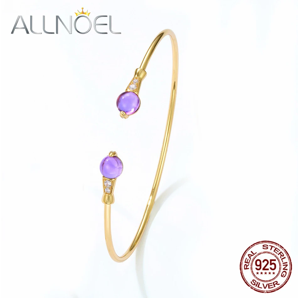 

ALLNOEL 100%925 Sterling Silver Bracelet For Women Synthetic Gemstone Adjustable Cuff Bangle Candy Series Wedding Christmas Gift