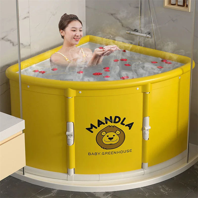 

Foldable Triangular Bathtubs Household Bath Bucket Portable Bathtub For Adult Sweat Steam Seat Save Space Fan-shaped Bath Barrel