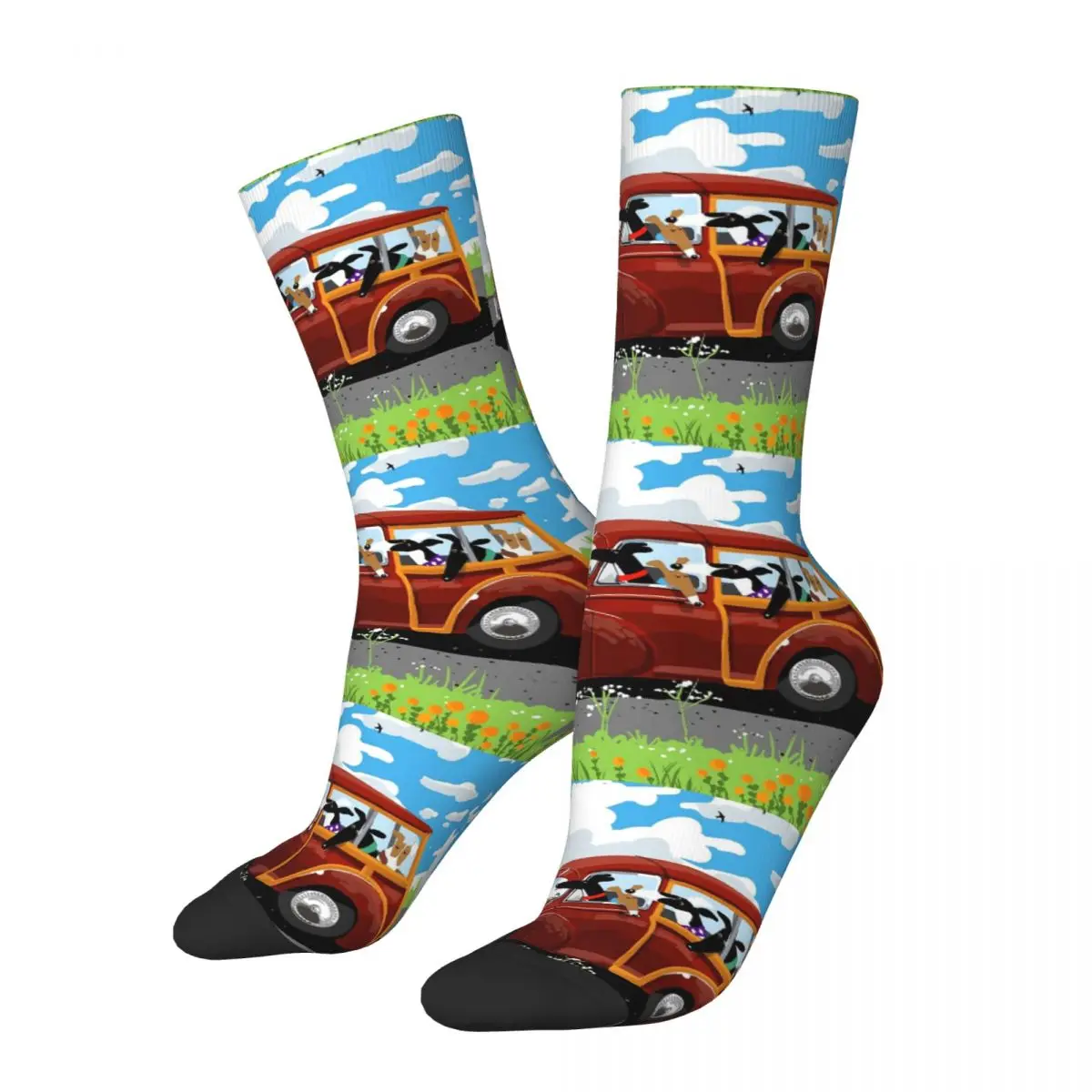 

Crazy Design Greyhound Whippet Sighthound Dog Football Socks Polyester Middle Tube Socks for Unisex Non-slip