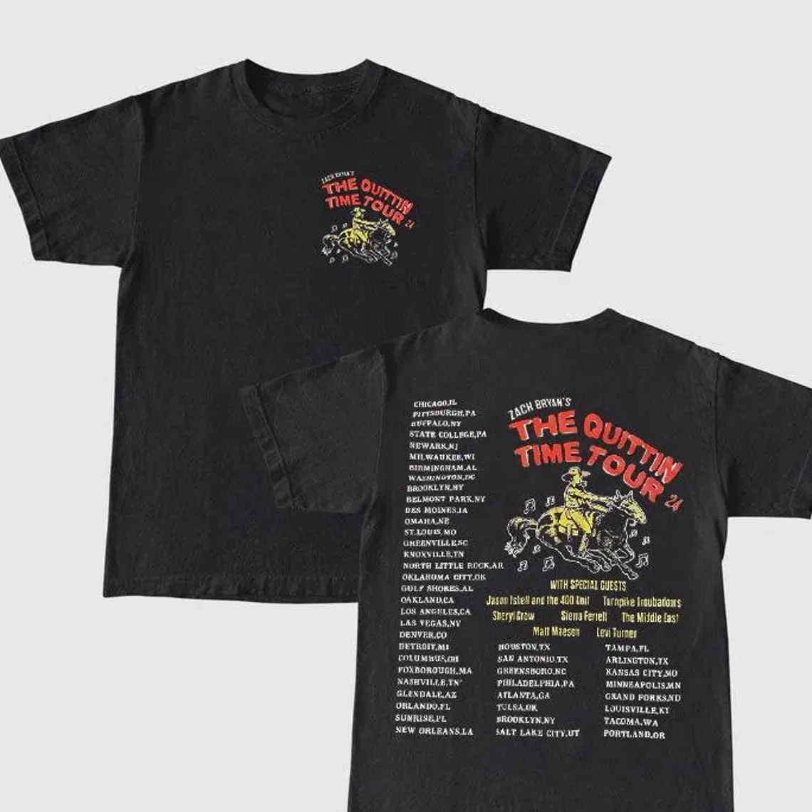 Двухсторонняя рубашка Zach Bryan времени киттин 2024