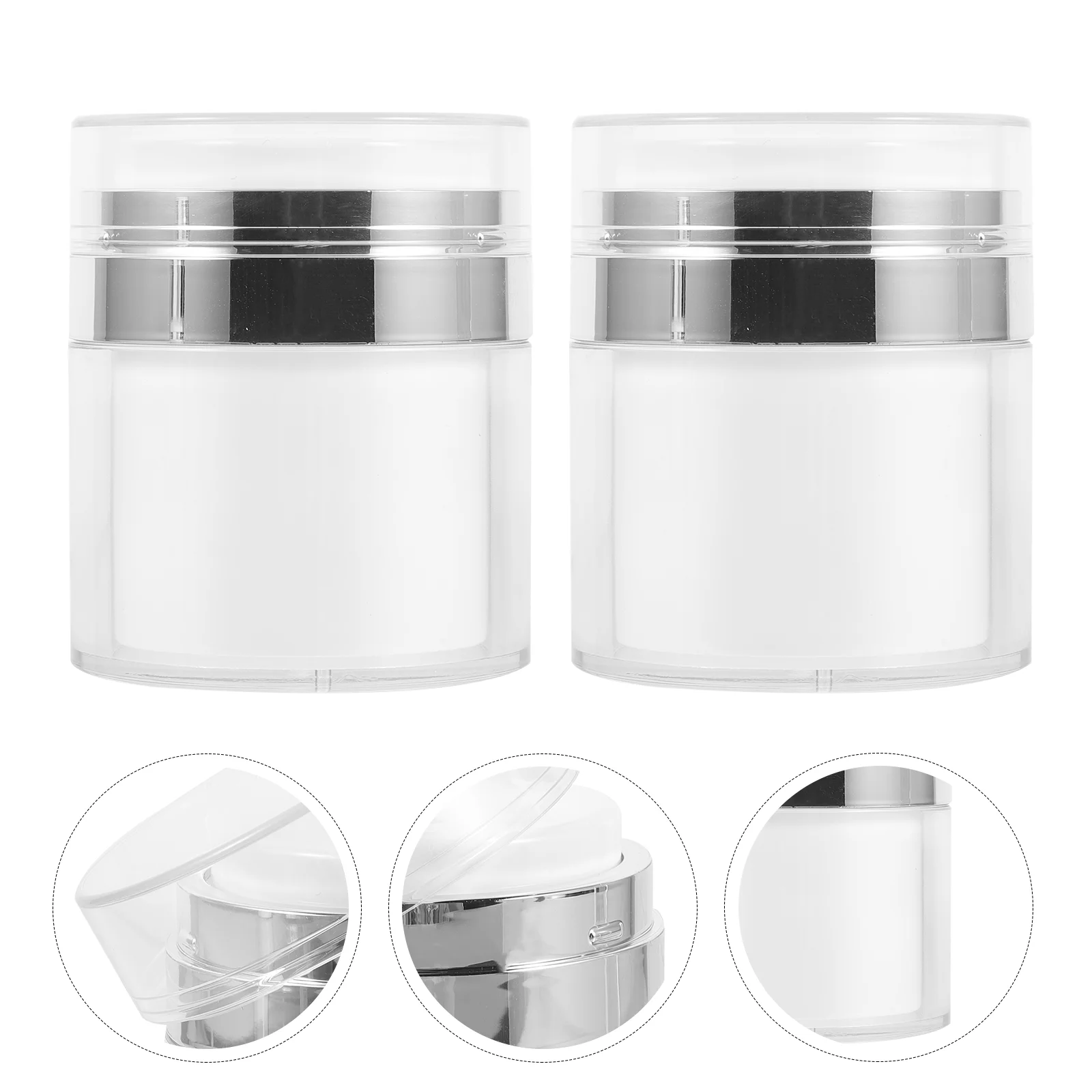 

2 Pcs Press Cream Jar Sample Container Pot Airless Pump Bottle Pp Travel Makeup