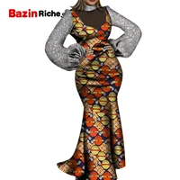 african dresses for women ladies full sleeve festher dashiki ankara print wrap wedding clothing wy1119