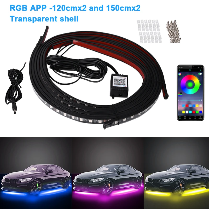 

Автомобильная гибкая полоса подсветки LED под днищем автомобиля дистанционное управление через приложение RGB неоновые огни автомобильное украшение атмосфера лампа