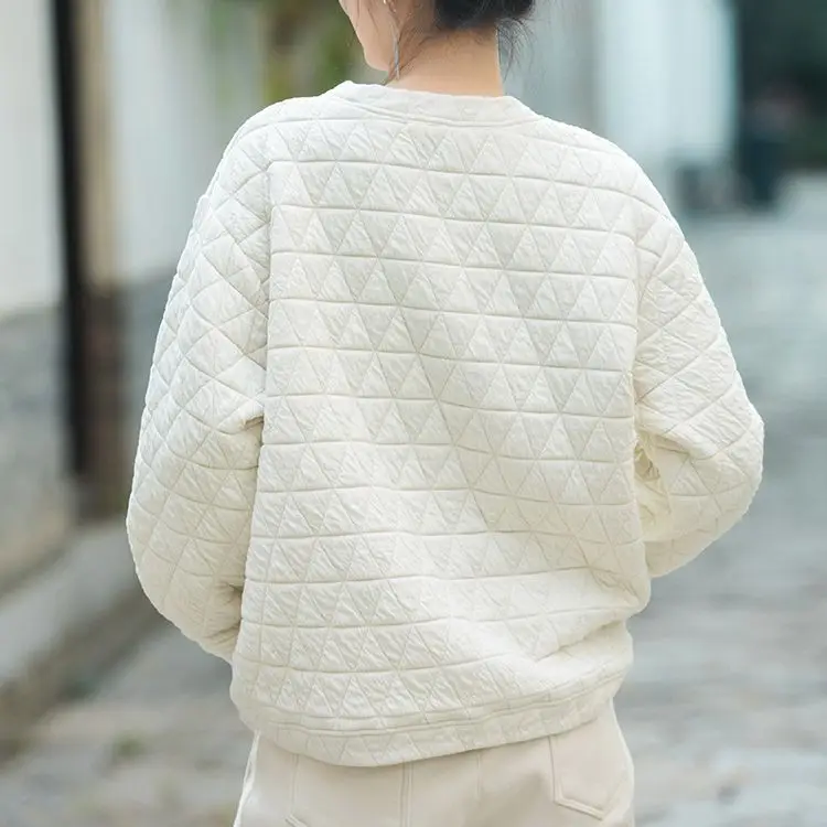 Yasuk Spring Winter Fashion Solid Casual Pullover Top Women's Soft Loose Cotton Warm Sweater Thick Chinese Style Retro Cool