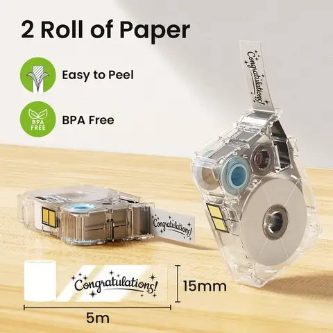 Лента для этикеток Phomemo A30/P15 черная на белом/прозрачном/розовом