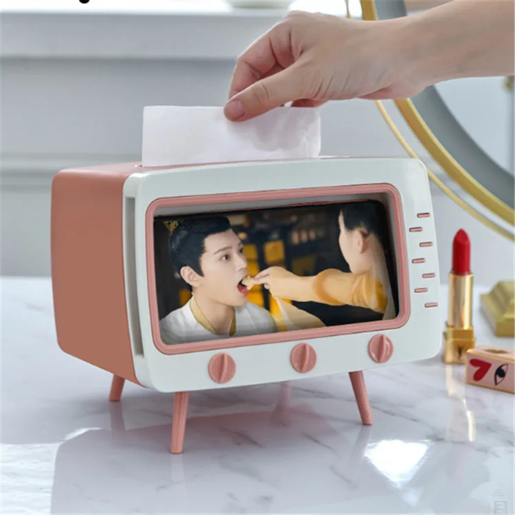 

Creative TV tissue box household tea table tissue storage box living room paper drawer multi-functional mobile phone shelf