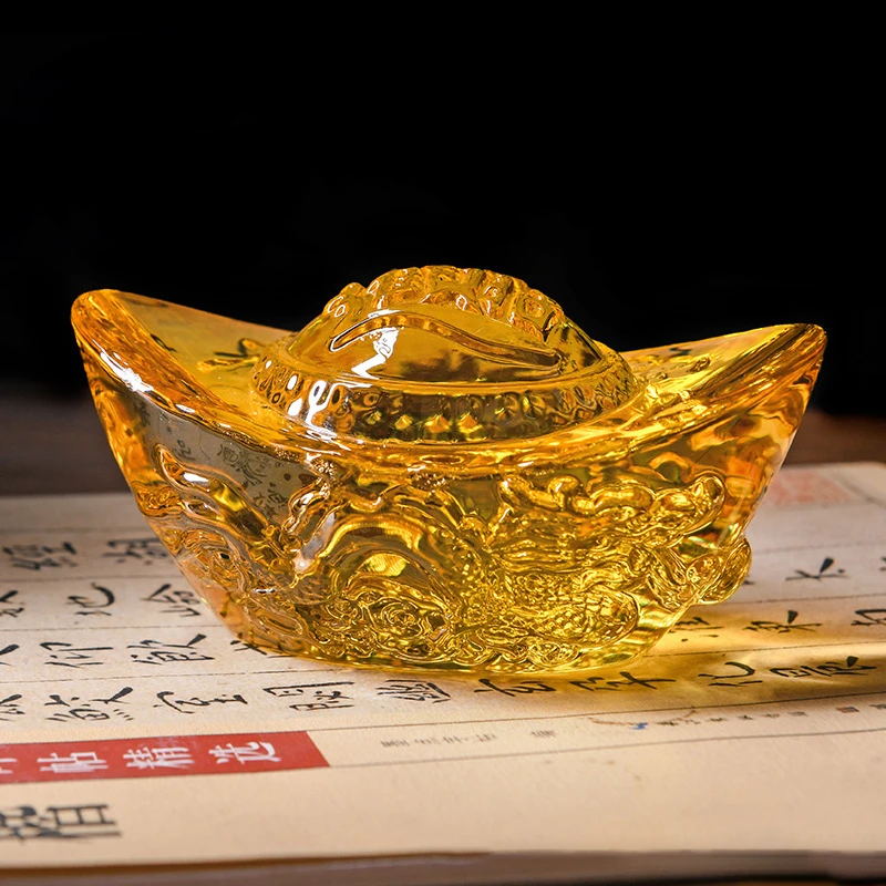

Китайский стиль цитрин слиток золото хрустальное стекло цветная глазурь богатство деньги фэн-шуй ремесло статуэтки домашний декор