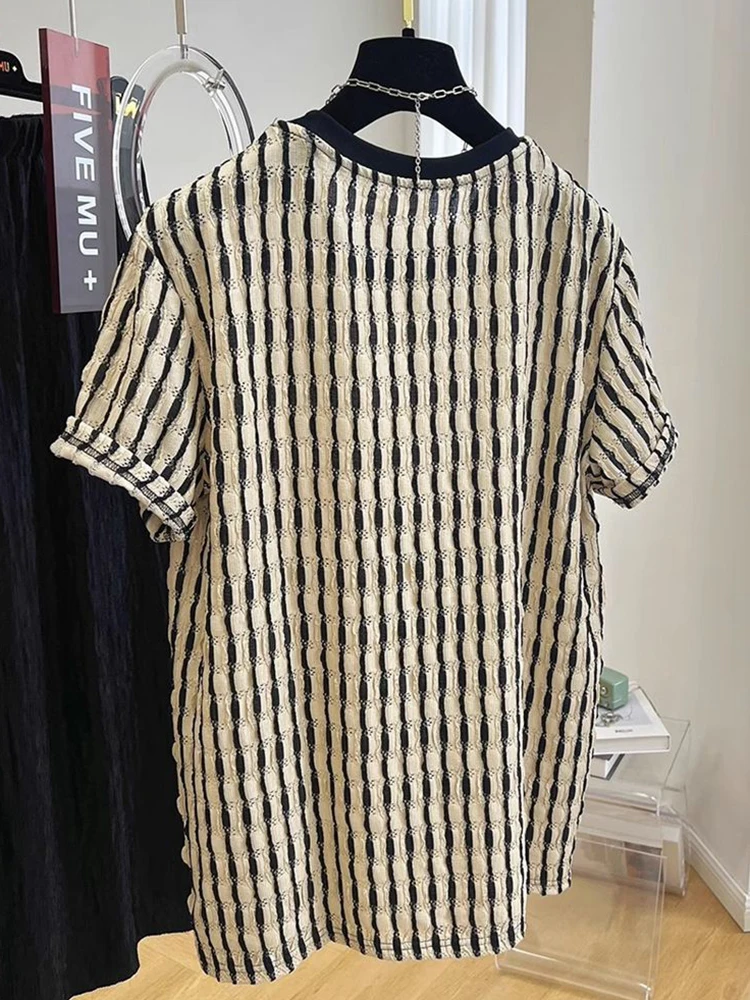 Футболка мужская в полоску модная дышащая Свободная рубашка с коротким рукавом