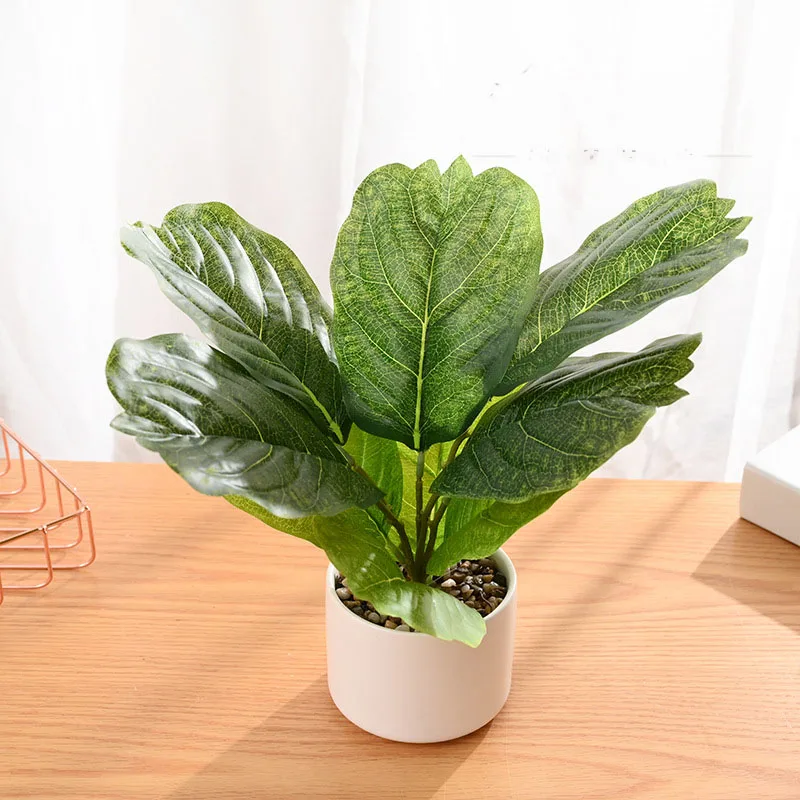

New Large Cylindrical Pot Green Plant Potted Creative Decoration Simulation Flower Simulation Plant Artificial Leaves