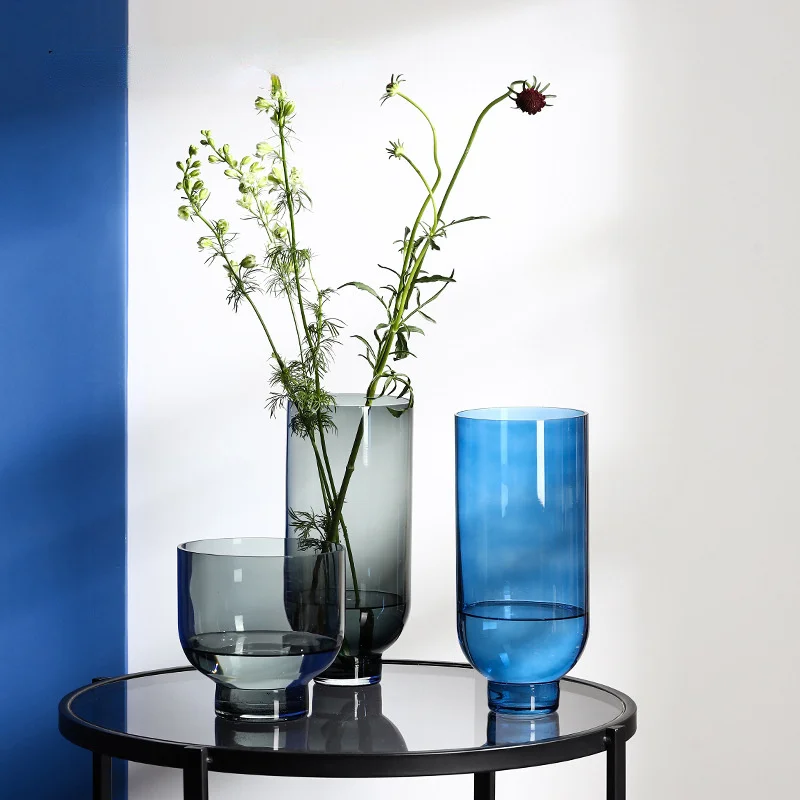 

household transparent hydroponic high leg straight vase ins household living room bedroom table soft decoration