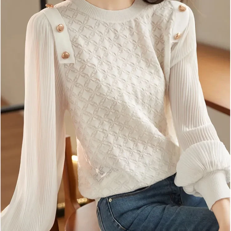 Вязаный свитер во французском стиле женский осенний модный милый утягивающий