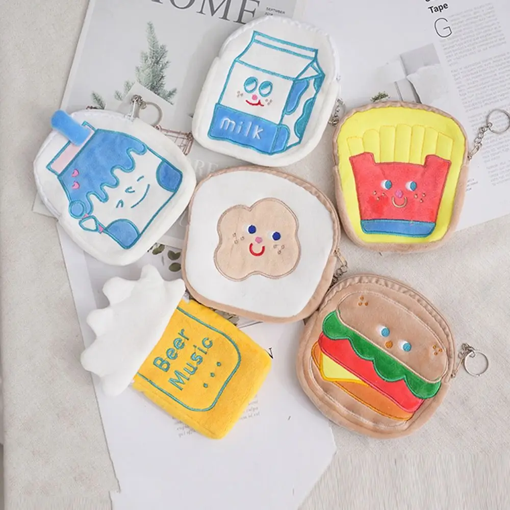 

For Girls Hamburger Change Money Organizers Milk Gift French Fries Short Purse Coin Purse Card Holder Cartoon Wallet