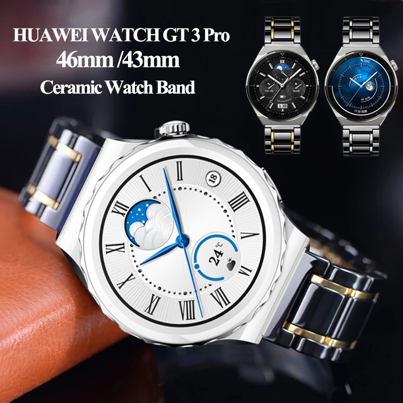

Luxury Ceramics Stainless Steel Strap For Huawei Watch GT 3 Pro 43MM Business Bracelet Correa Band For Huawei Watch GT3 Pro 46MM