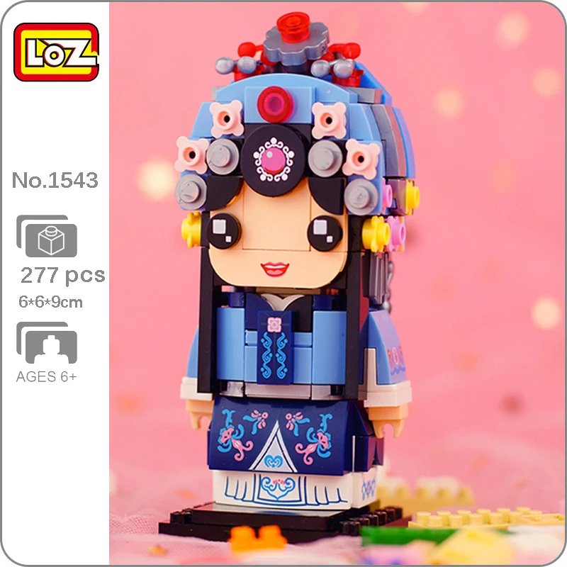 

LOZ 1543 Theatre Classic Beijing Opera Ancient Beauty Girl Doll 3D Model DIY Mini Blocks Bricks Building Toy for Children no Box